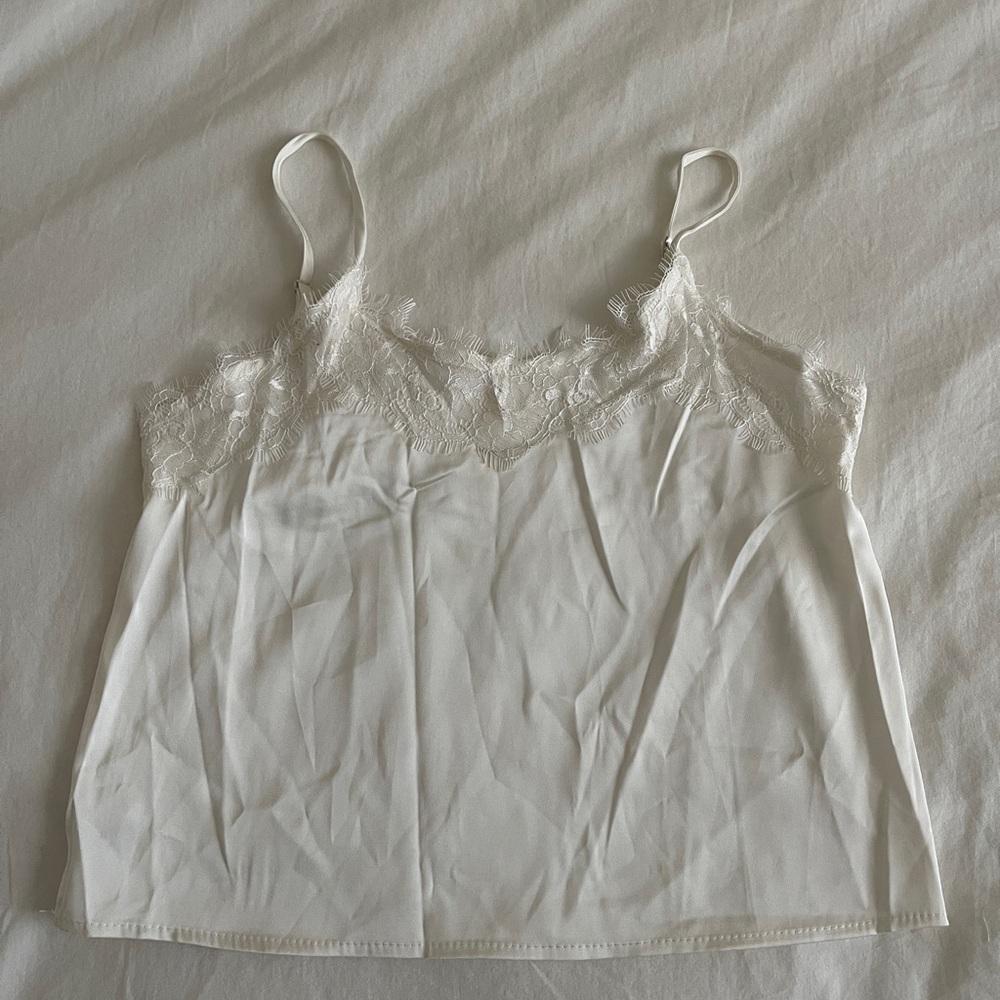 Coquette White Lace Satin Cami Top